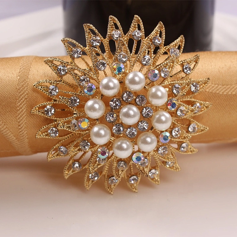 hot selling wedding table decoration crystal jewelry rhinestone gold silver plated napkin ring