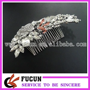 High quality wedding bridal hair accessories rhinestone fancy wedding crystal hair combs