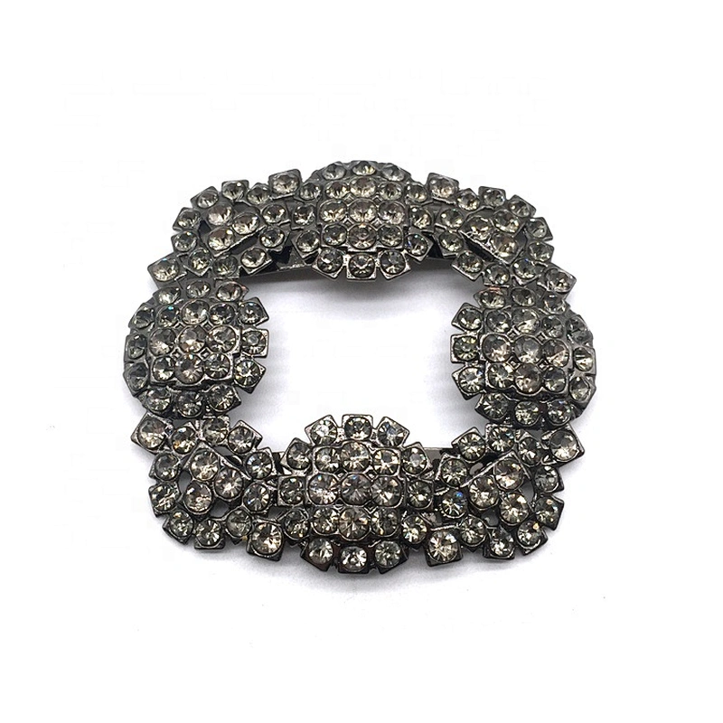 Custom antique shoe lace charms zinc alloy hook buckle shoe metal buckle parts rhinestone buckles