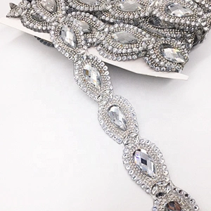 China factory iron on crystal rhinestone resin stone hot melt adhesive trims chain for clothing