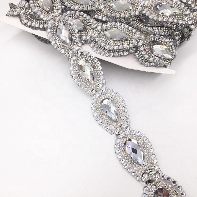 China factory iron on crystal rhinestone resin stone hot melt adhesive trims chain for clothing