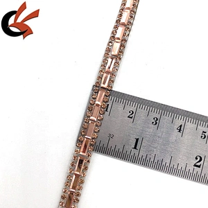 Rose gold hot fix crystal beaded iron on rhinestone ribbon trimming