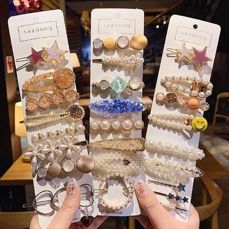 Instagram Fashion Pearl plastic beads Hair Clip Set for Women Girls Hair Accessories