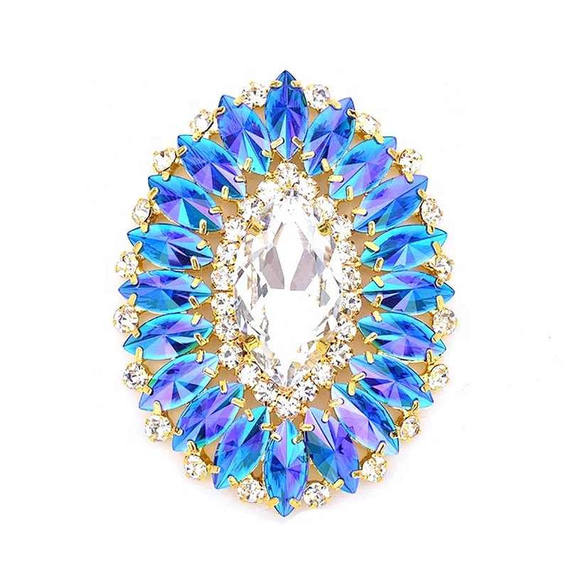 Sparkling fashion diameter flatback buckle creative flower rhinestone sewing red AB glitter glass applique