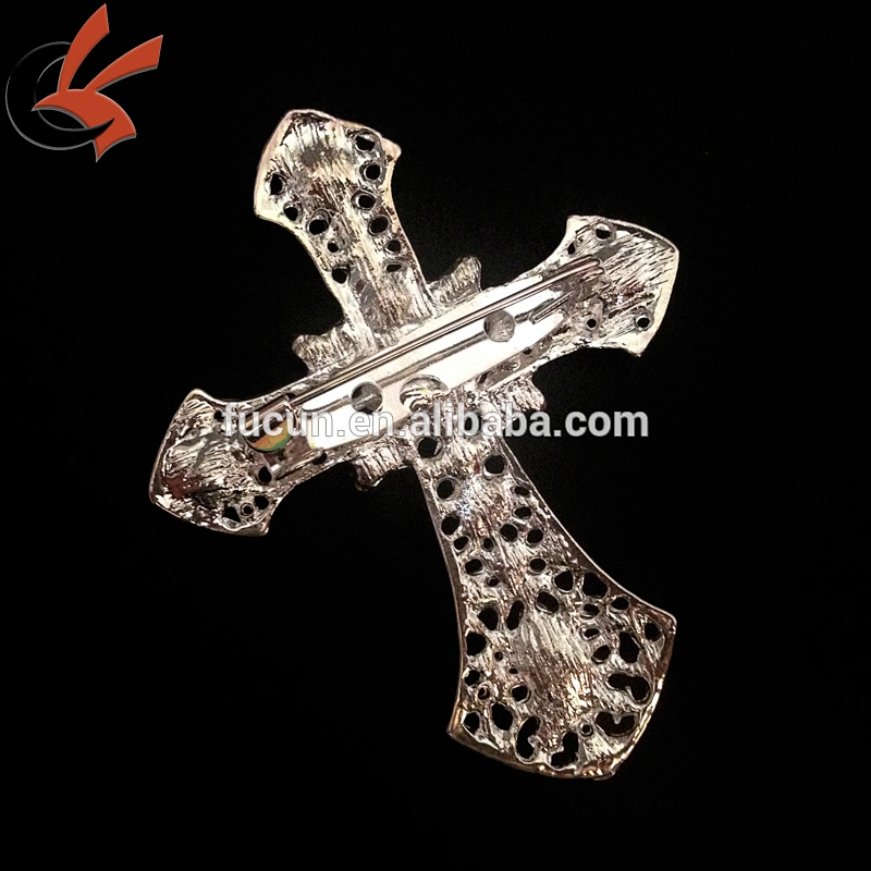 Vintage Rhinestone Christian Cross Brooch or Pin