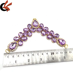 Wholesale new design lady bikini rhinestone accessories metal crystal shoe chain sandal uppers
