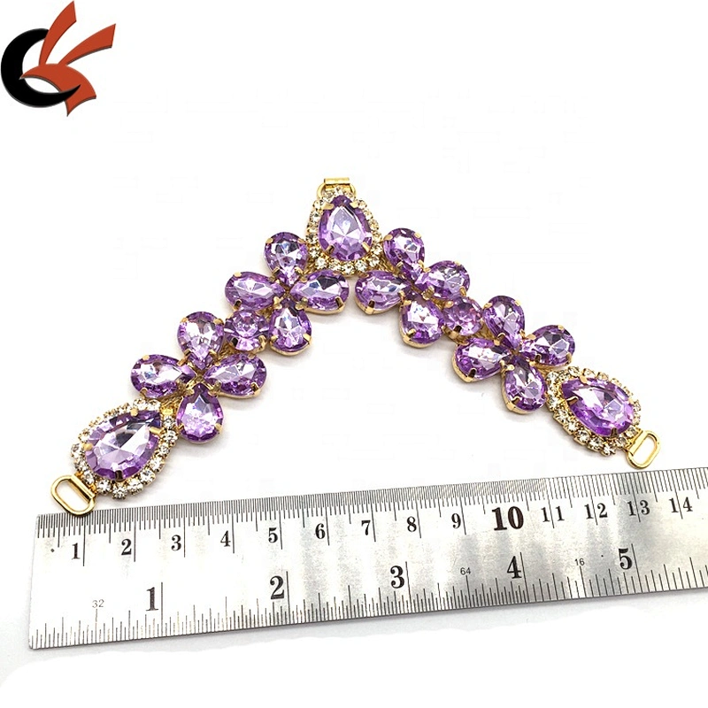 Wholesale new design lady bikini rhinestone accessories metal crystal shoe chain sandal uppers