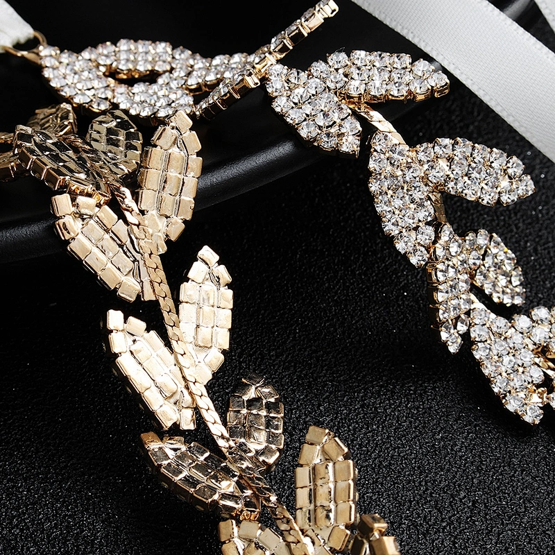 Custom Crystal Rhinestone Leaf Gold Belt for  Wedding Dress