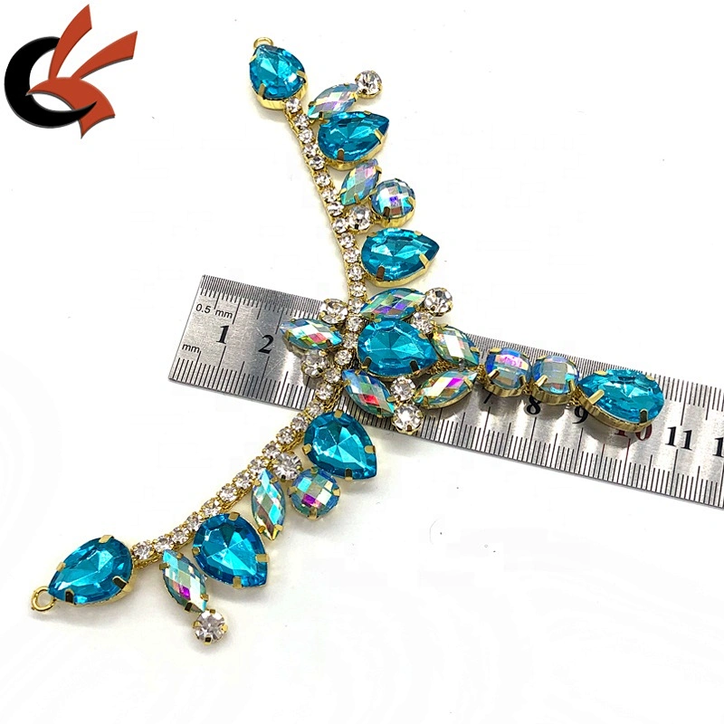Fashion Sewing diamante AB Crystal Buckle Connector Strass Chain Flower Rhinestone Applique for Bikini Dress Crafts