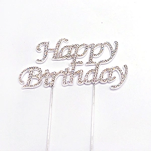 Bling Cake Topper Happy Birthday crystal Topper Birthday Party Cake Decoration