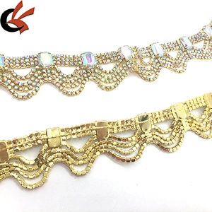 Custom made jewelry factory wholesale popular garment charms wave design pendent tassels rhinestone trims