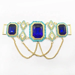 Hot Selling Luxury Swim Sets Crystal Rhinestones Royal Blue Big Stone Rhinestone Bikini Connector