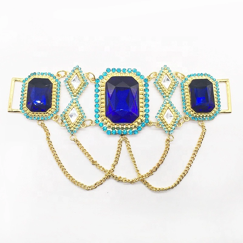 Hot Selling Luxury Swim Sets Crystal Rhinestones Royal Blue Big Stone Rhinestone Bikini Connector