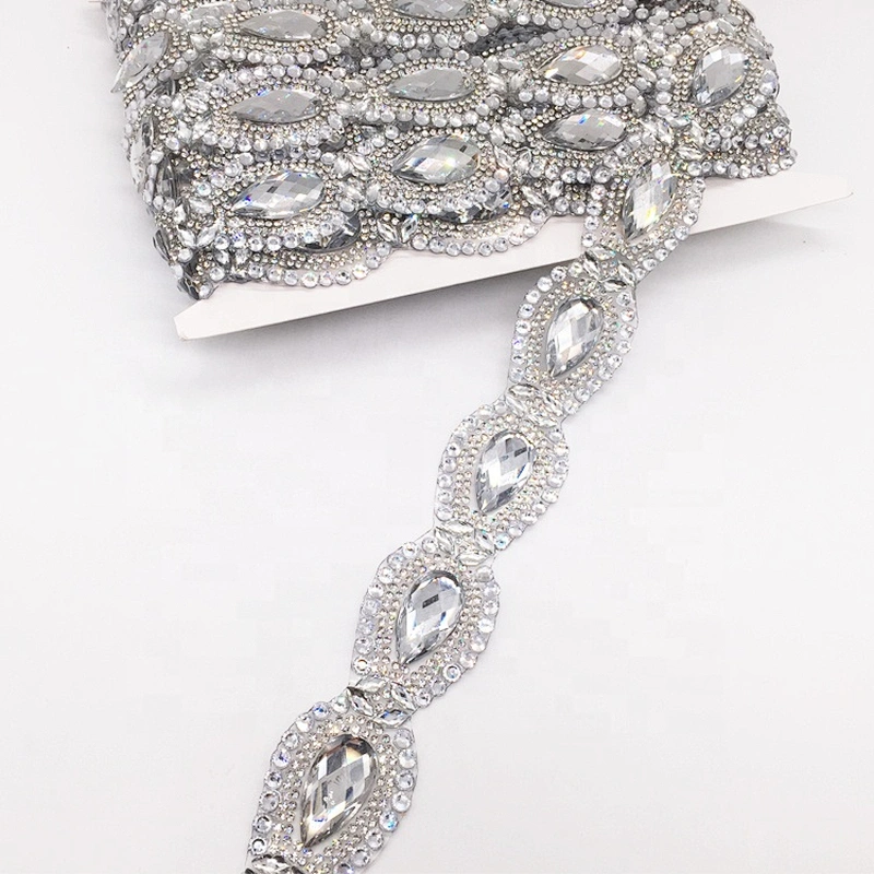 China factory iron on crystal rhinestone resin stone hot melt adhesive trims chain for clothing