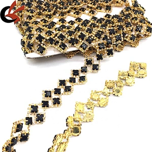 Trim rhinestone garment decorative wholesale square rhinestone net trims black beaded trimming