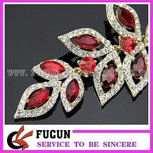 Rose Gold Chandelier red acrylic rhinestone wedding earrings