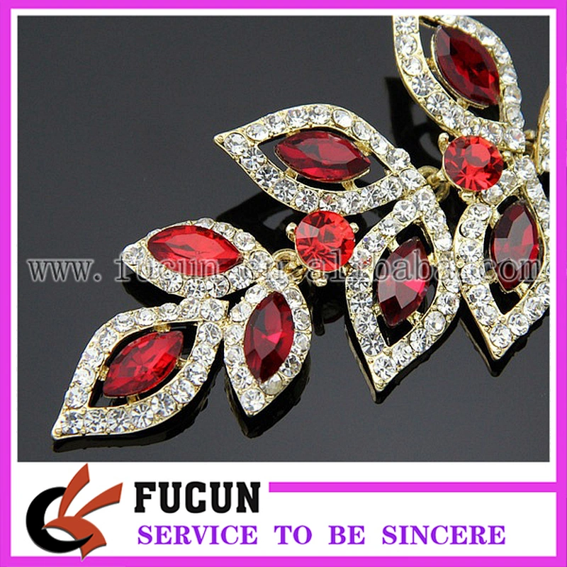 Rose Gold Chandelier red acrylic rhinestone wedding earrings