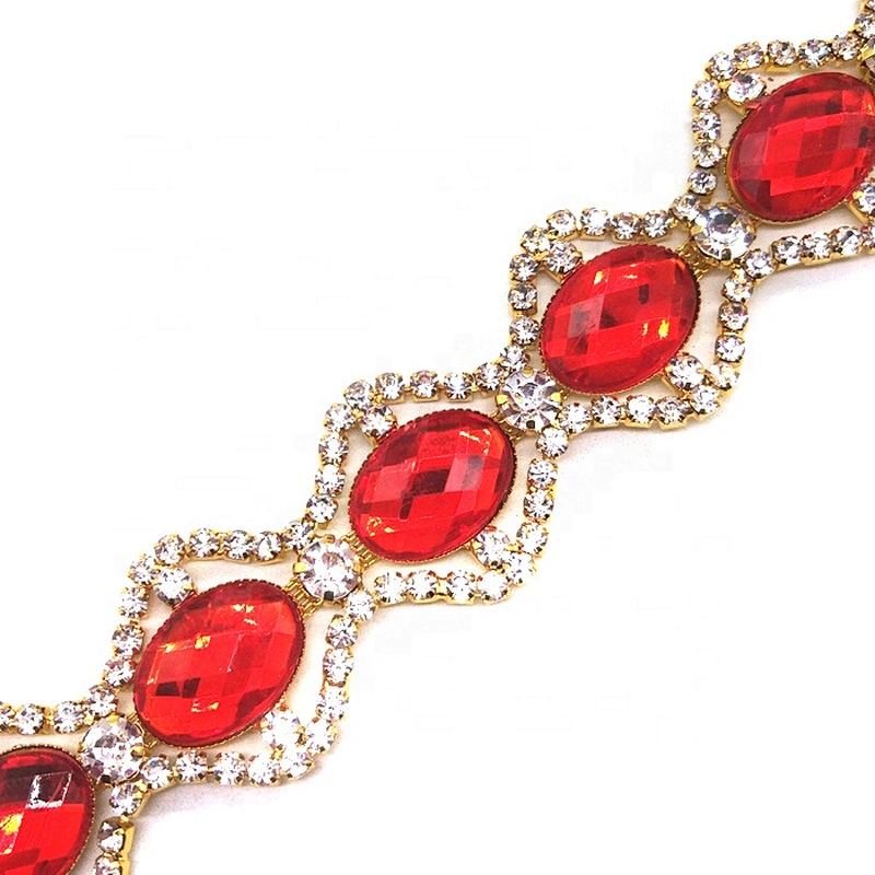 28mm oval Costume jewelry Red Crystal Cup Rhinestone Trimming