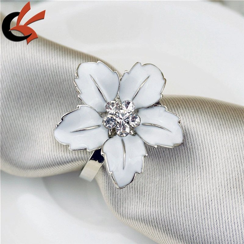 White/Black Crystal Silver Party Table Decoration Napkin Ring Holders
