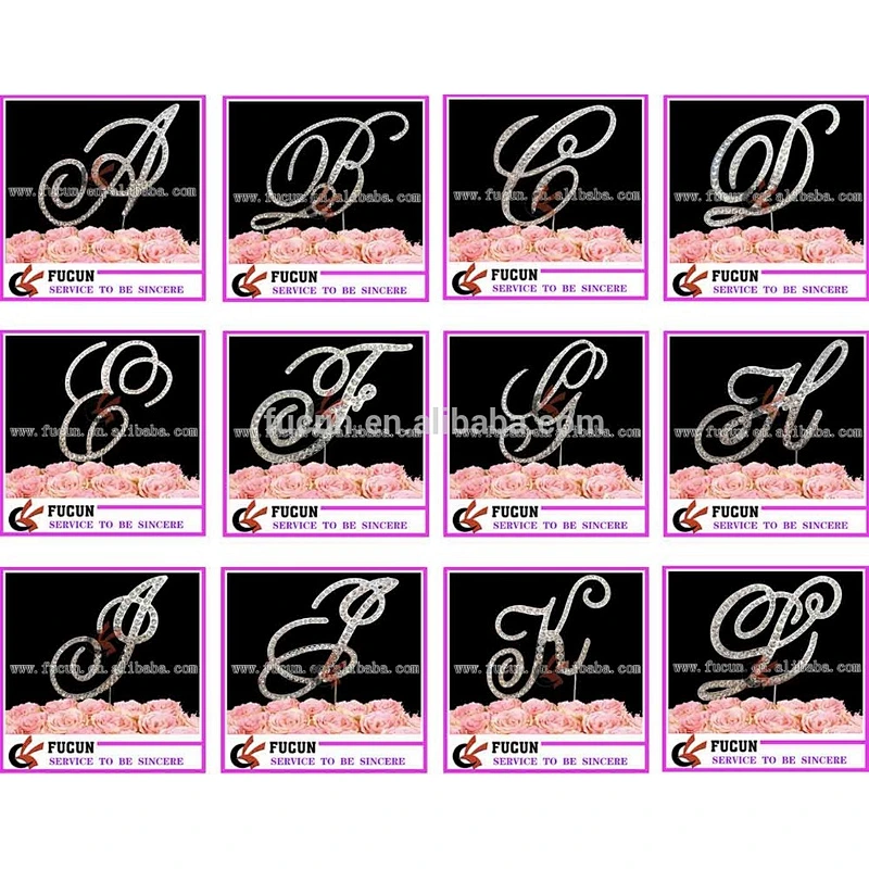 Crystal diamond monogram rhinestone cake toppers for wedding souvenir wholesale