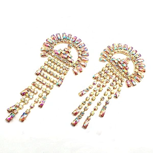 Wholesale multi crystal headband full colored sequin rhinestone buckle women garment accessory rhinestone tassel applique