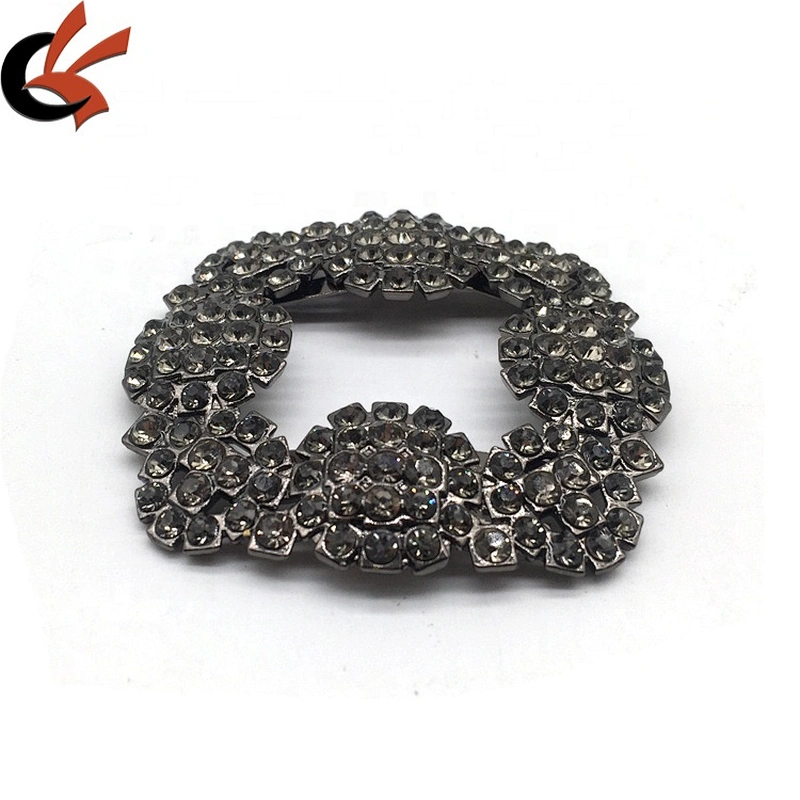 Custom antique shoe lace charms zinc alloy hook buckle shoe metal buckle parts rhinestone buckles