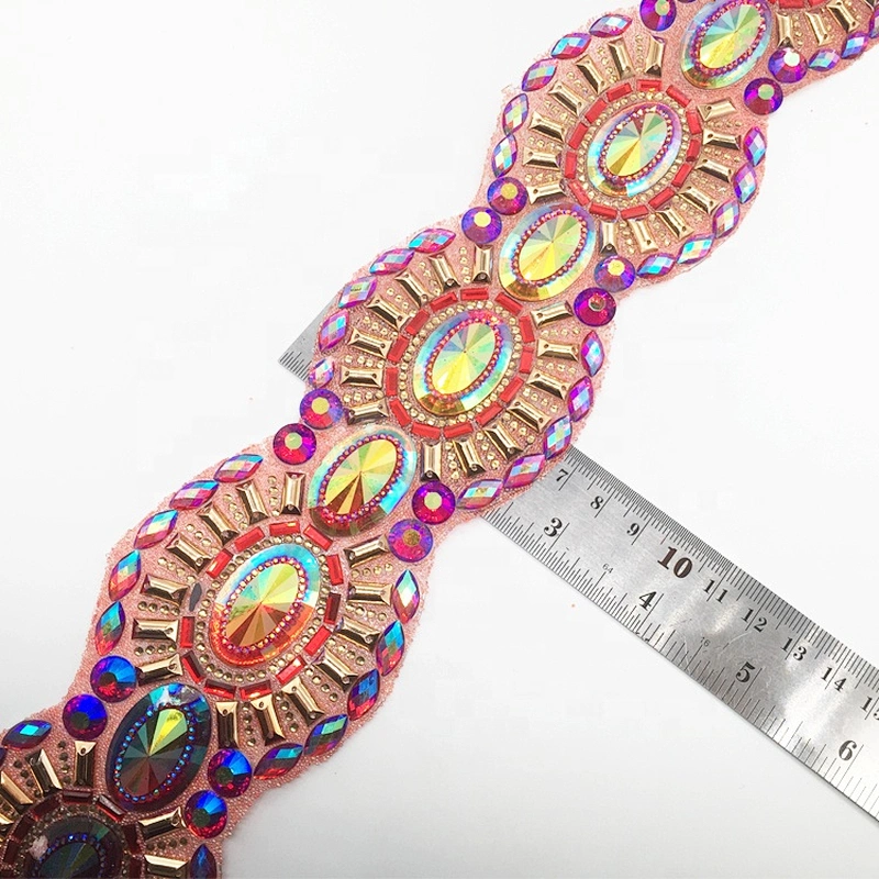 2020 New Product Wholesale Decorative Carnival Costume Hot Fix Transfer Rhinestone Applique Tape Trims