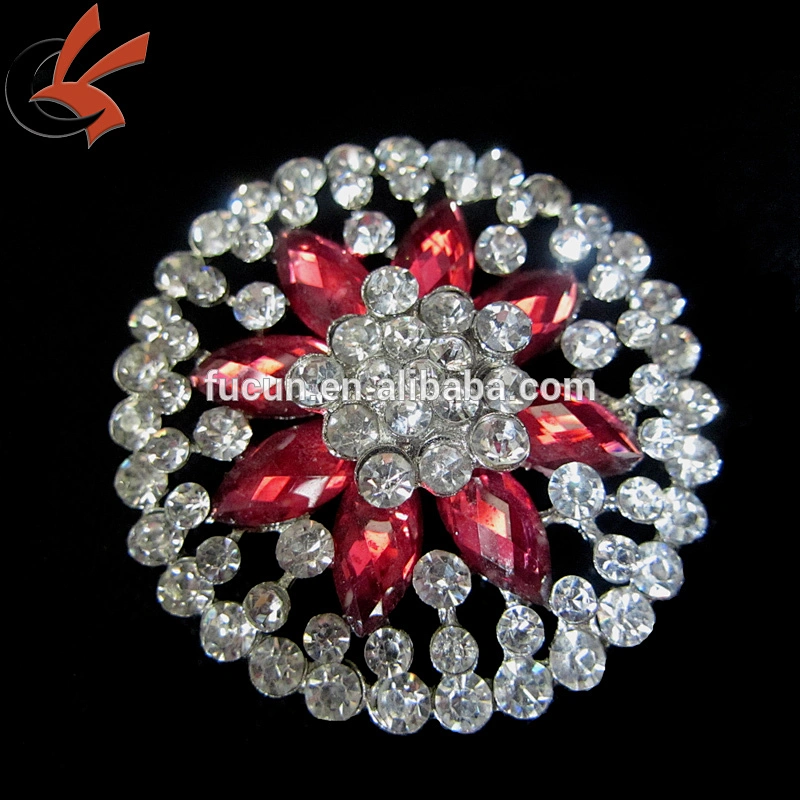 bouquet supplies Wedding Accessories red and crystal Flower Bridal Brooch