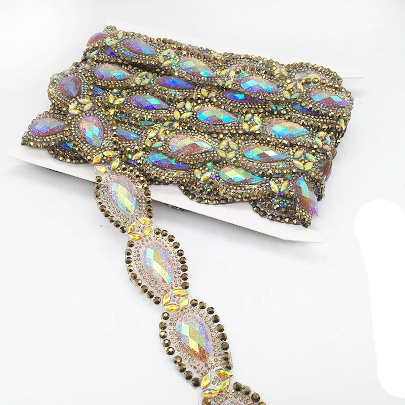 new style rhinestone garment accessories designs hot fix transfer rhinestone resin beaded trims