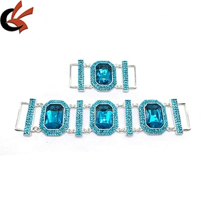 Factory Price Women Rhinestone Jewelry Turquoise Glass Silver Plated Crystal Metal Bikini Connector