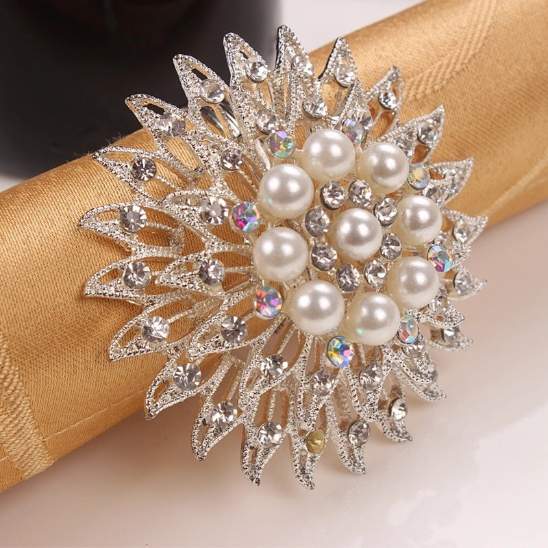 hot selling wedding table decoration crystal jewelry rhinestone gold silver plated napkin ring