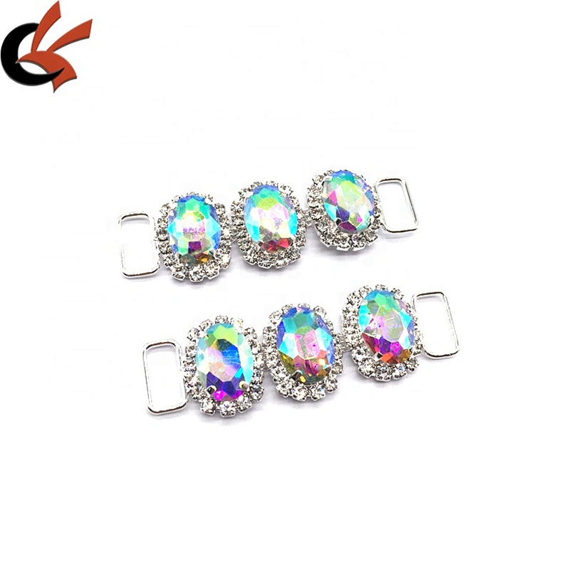 Women Swimwear Bikini Connector AB Oval Mini Center Part Silver Bikini Buckle Connector For Top and Bottom