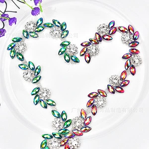 Clear Crystal resin stone Silver Chain Sew On Rhinestone trimming for Wedding Costume  Decoration