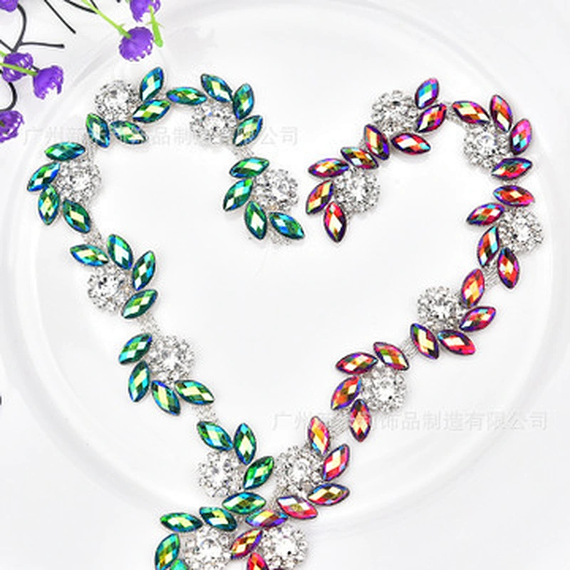 Clear Crystal resin stone Silver Chain Sew On Rhinestone trimming for Wedding Costume  Decoration
