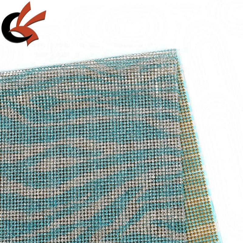 Factory wholesale full glass crystal Zebra pattern hot fix rhinestone mesh sheet