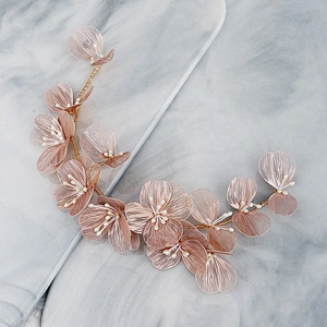 Korean Handmade Rose Gold Flower Set Hair Hairband Wedding hair Accessories