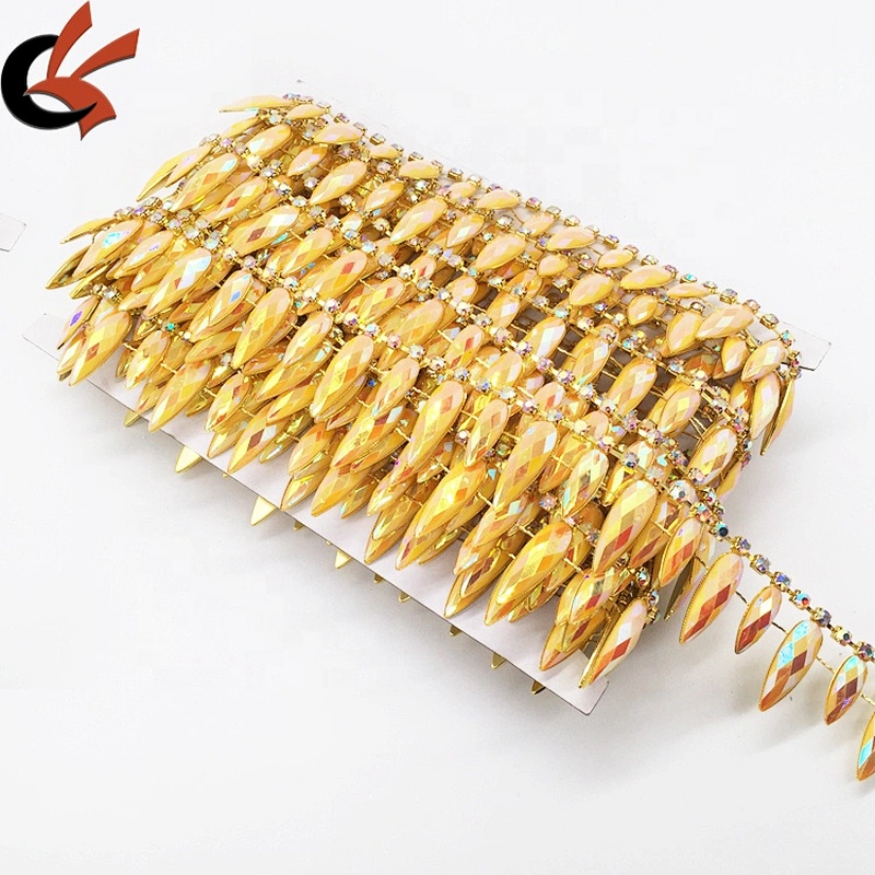 DIY Rhinestone Chain Carnival Costume Applique Sewing Trims AB Resin Rhinestone Trimming for sale