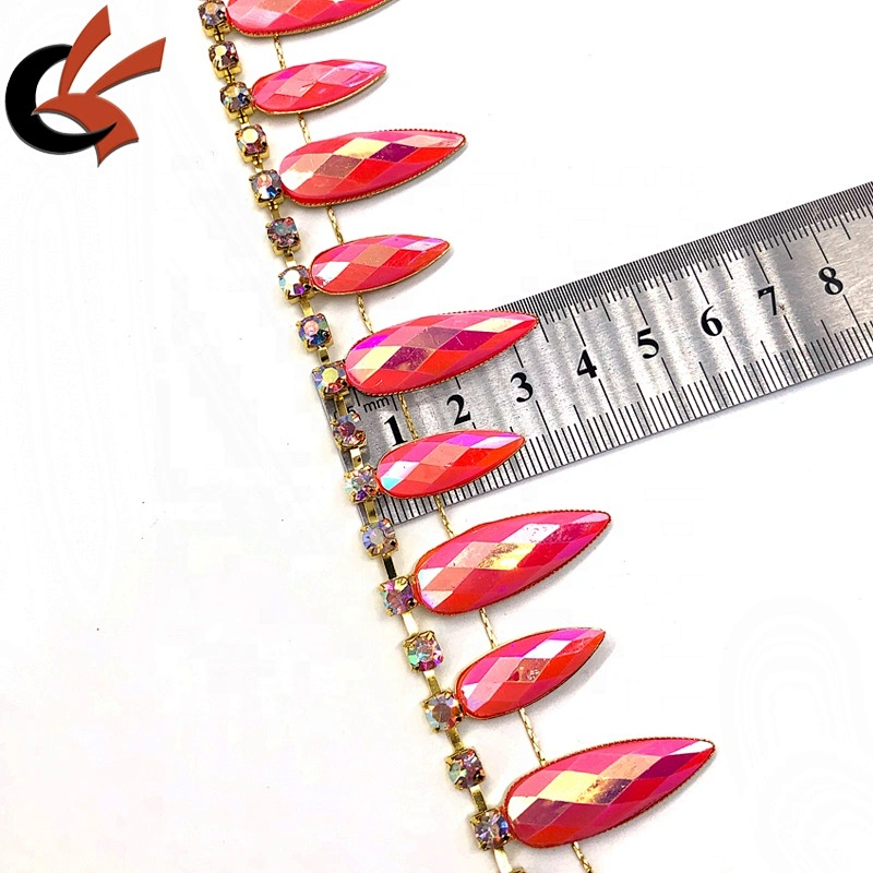 Carnival costume decoration bling bling AB pink colors drops rhinestone trimming