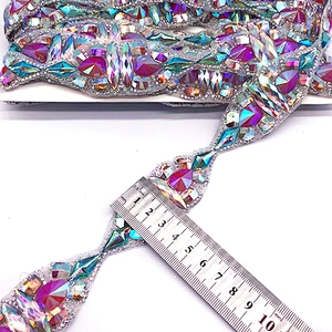 Iron on Stretch  Crystal Rhinestone Banding Trimming For dancing dress clothing