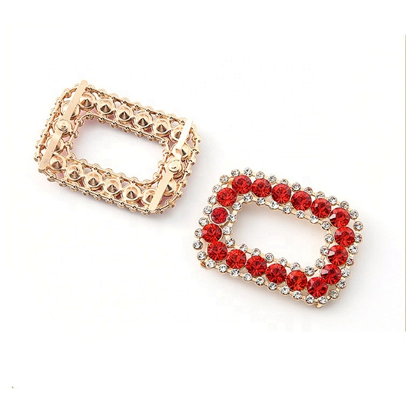 Hot sale shoe clips accessories square shape jewelry metal rhinestone crystal shoe buckle