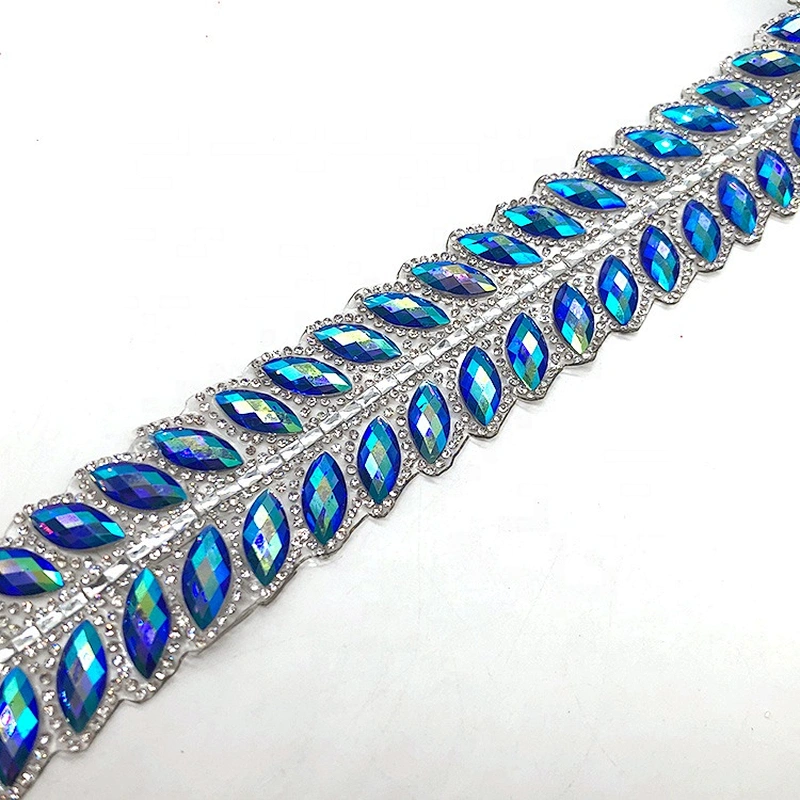 Hot fix Crystal Rhinestone Chain Bridal Crystals Applique Trim Strass Band Resin Crystal Mesh trim