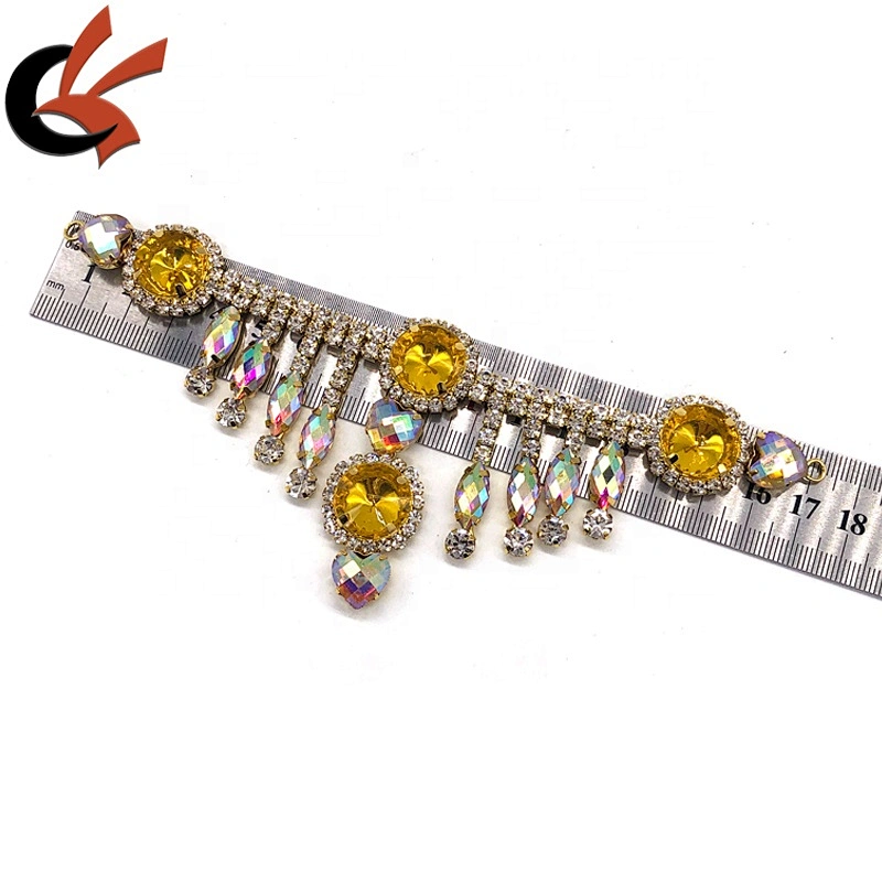 luxurious Yellow AB Gold Rhinestone Swimsuit Connector for sexy girls