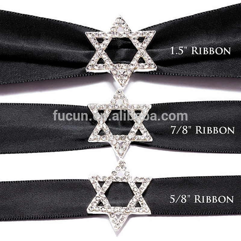 Wholesale Rhinestone Star of David Ribbon Slider Buckle