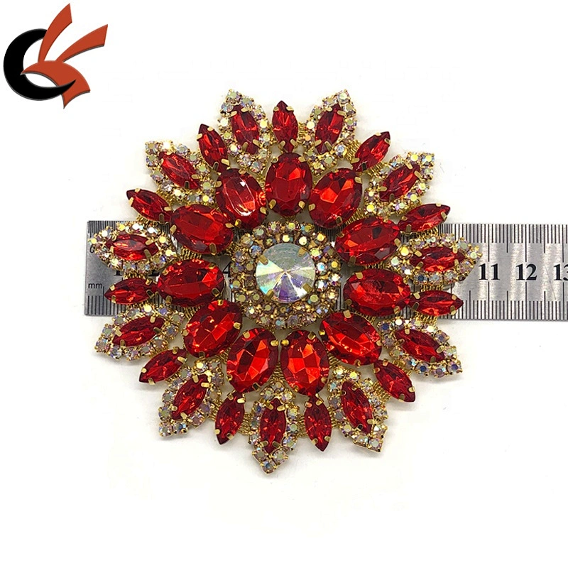 Flower Color Crystal AB Rhinestone Applique silver Gold Costume Dress sew on