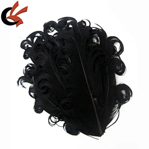 Red on black color  curly goose feather pad for baby headband
