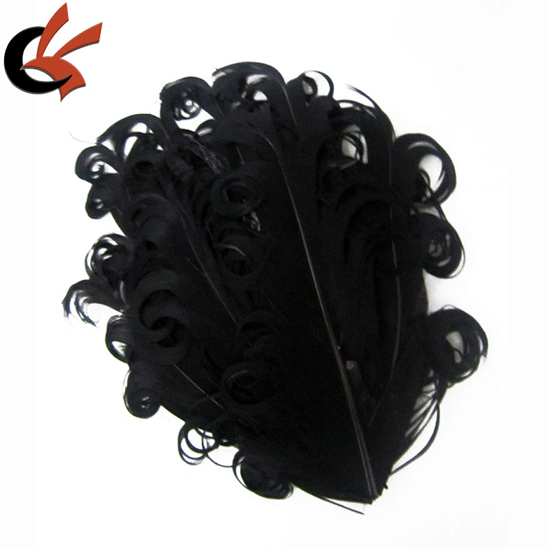 Red on black color  curly goose feather pad for baby headband