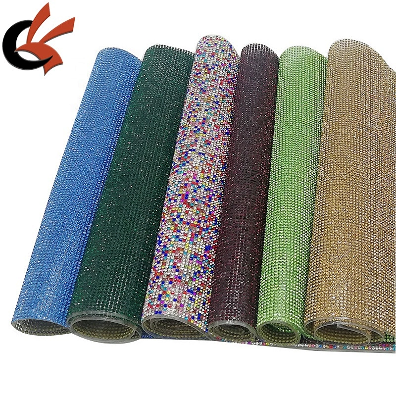 24x40cm hot fix crystal rhinestone mesh adhesive rhinestone sheets