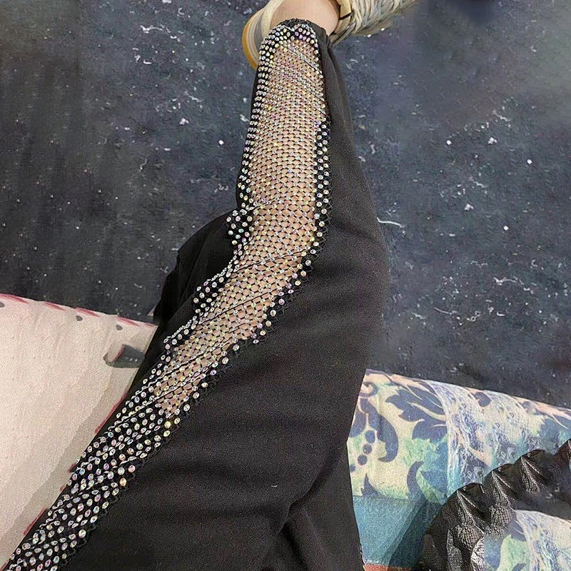 Factory Wholesale Elastic Stretch Crystal Trimming Rhinestone  Mesh Fabric For Shoes Clothes Garment Accessories