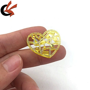 Heart shape yellow AB hollow resin loose sew on rhinestone for garment decoration