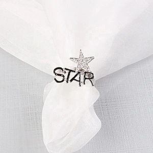 factory custom letter rhinestone star design crystal table napkin ring